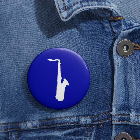 Tenor Saxophone Silhouette - Blue Pin Buttons