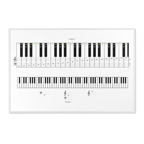 Piano Keyboard Area Rugs (with Keyboard Range mapped to Treble & Bass Clefs)