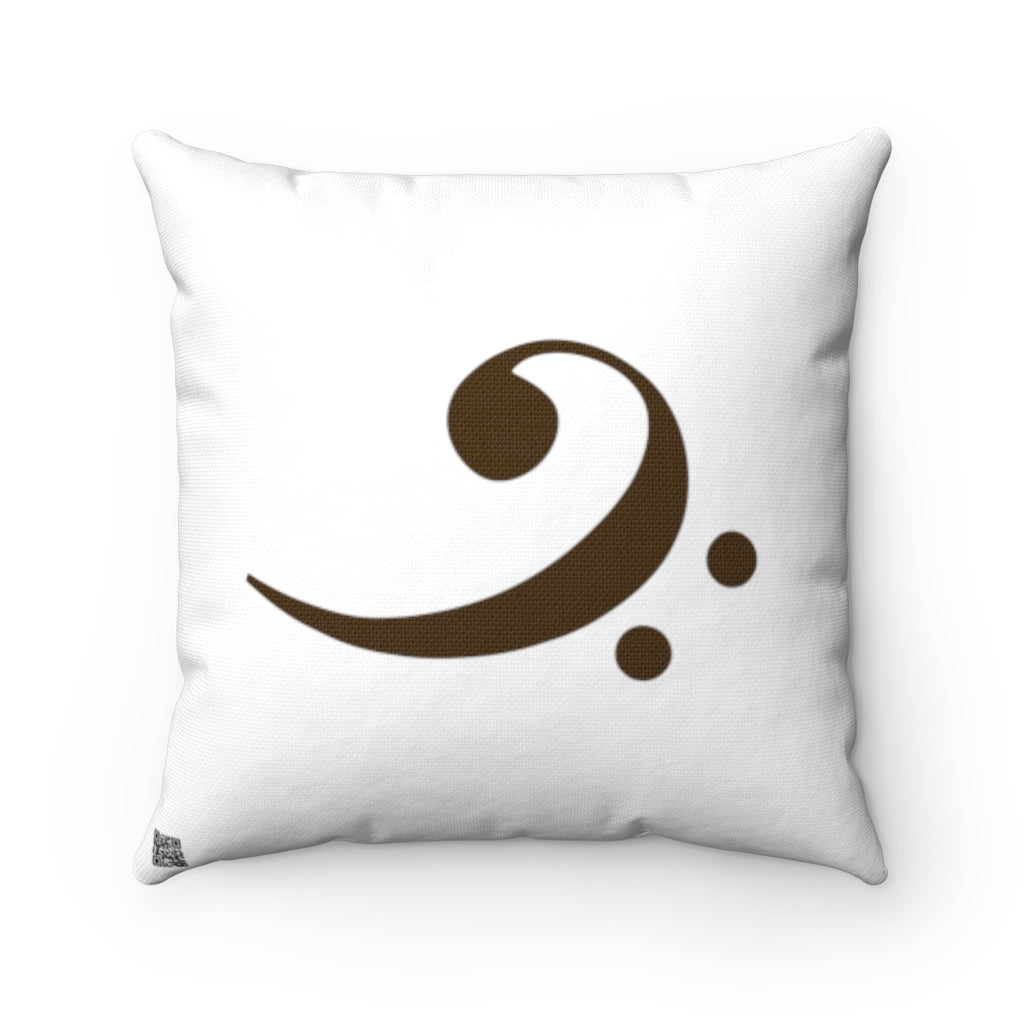 Bass Clef Square Pillow - Diagonal Brown Silhouette