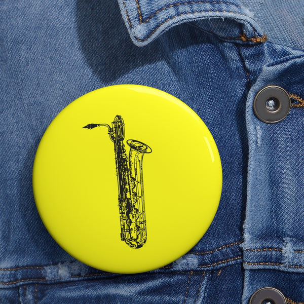 Baritone Saxophone Silhouette - Yellow Pin Buttons