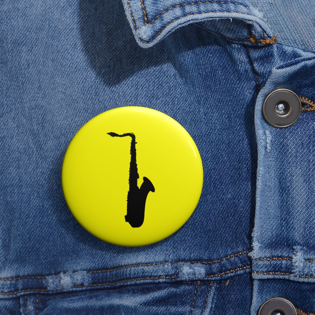 Tenor Saxophone Silhouette - Yellow Pin Buttons