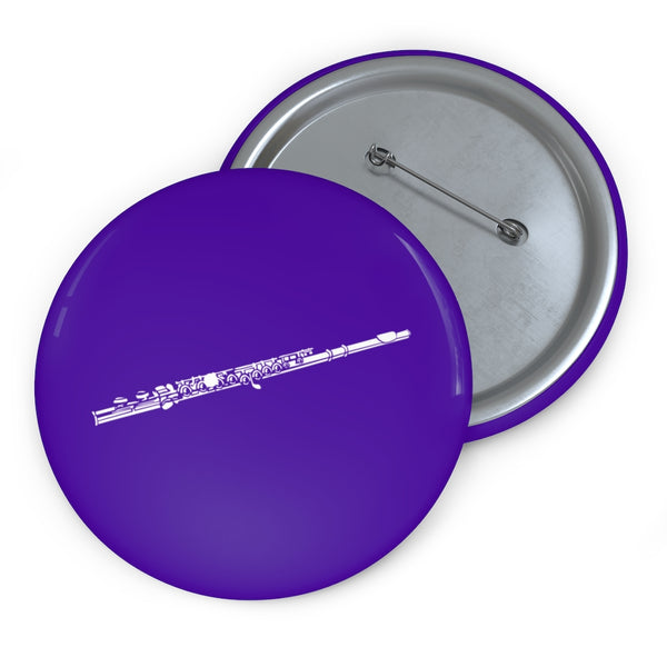 Flute Silhouette - Purple Pin Buttons