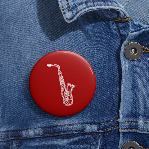 Alto Saxophone Silhouette - Red Pin Buttons