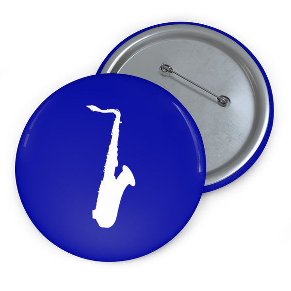 Tenor Saxophone Silhouette - Blue Pin Buttons