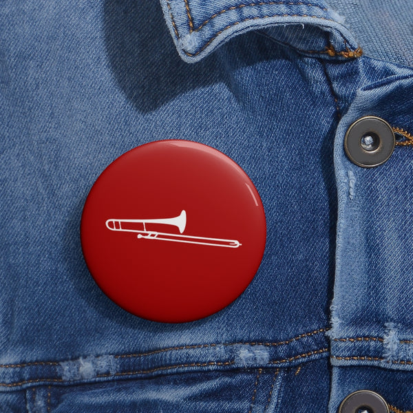 Trombone Silhouette - Red Pin Buttons