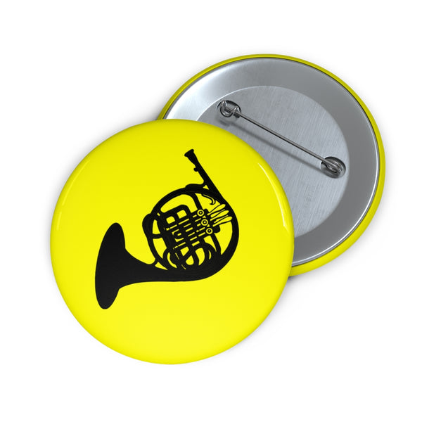 French Horn Silhouette - Yellow Pin Buttons