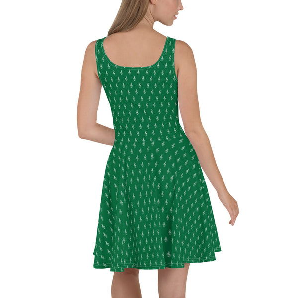 Getting into Treble - Green Skater Dress