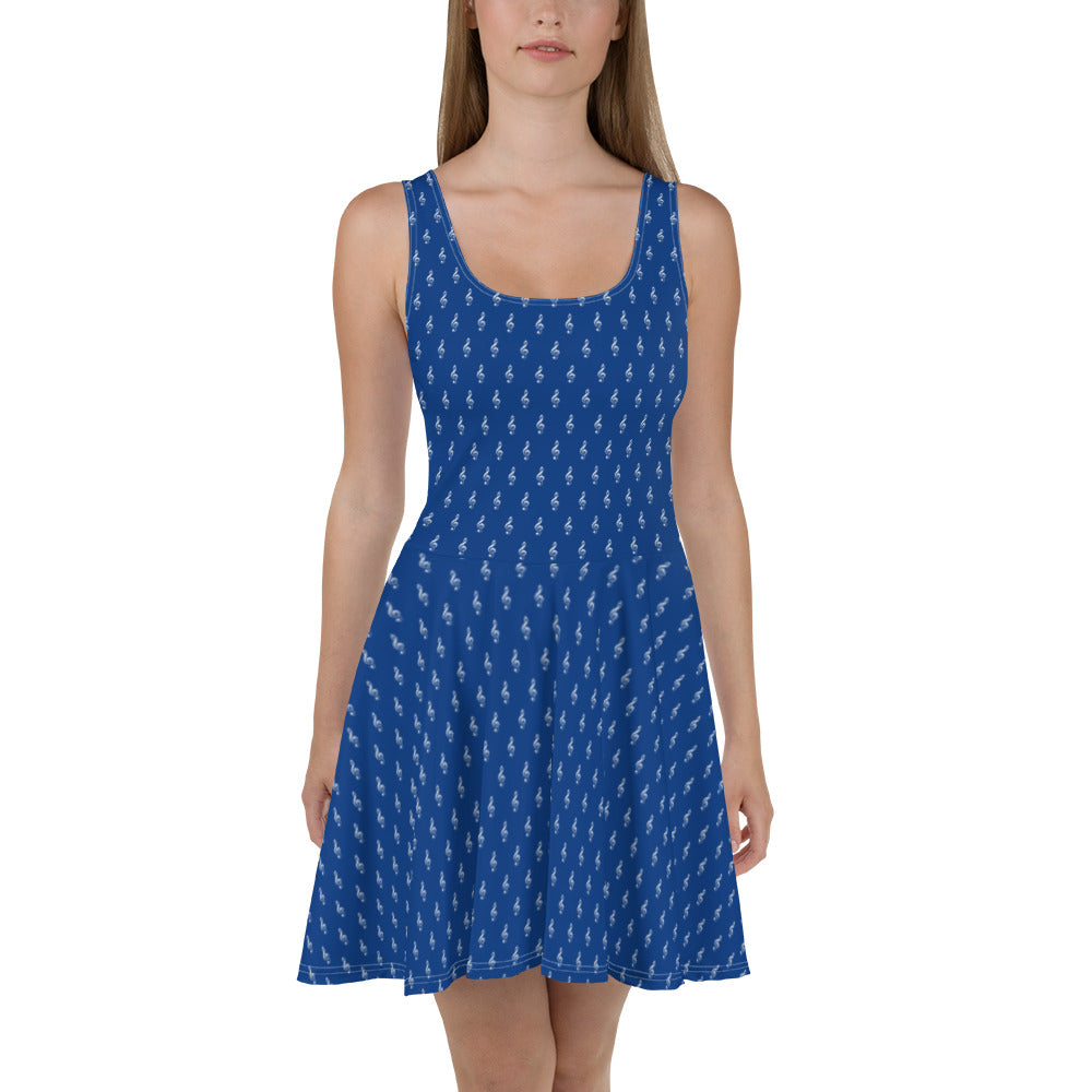 Getting into Treble - Blue Skater Dress