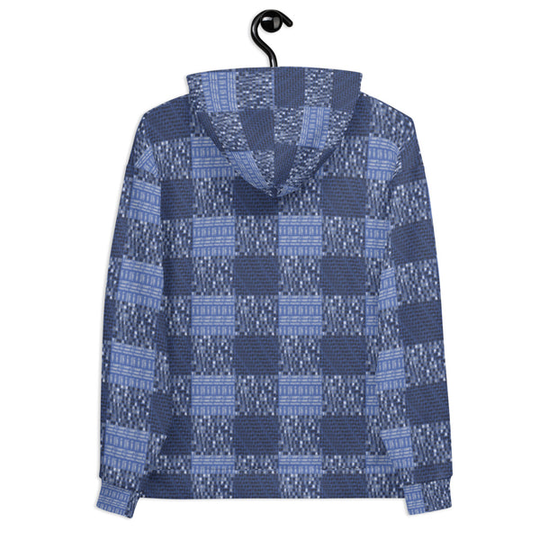 ICIH2P - Tiny Text Faux Plaid Pattern - Blue Unisex Hoodie