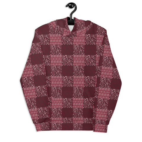 ICIH2P - Tiny Text Faux Plaid Pattern - Red Unisex Hoodie