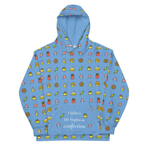 Life Begins at Confection - Light Blue Unisex Hoodie