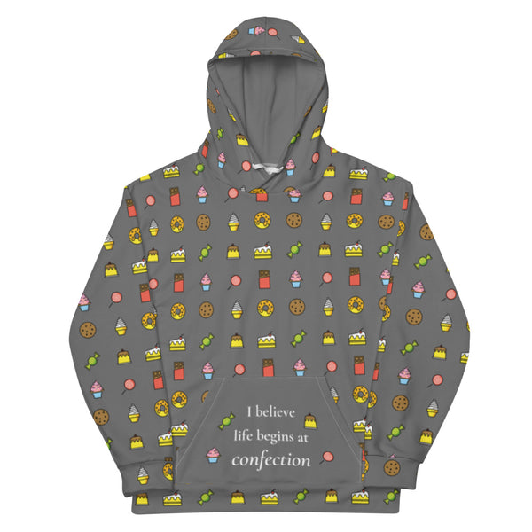 Life Begins at Confection - Dark Grey Unisex Hoodie