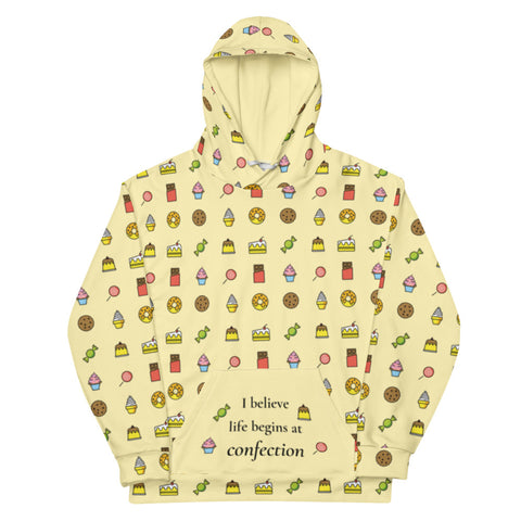 Life Begins at Confection - Light Yellow Unisex Hoodie