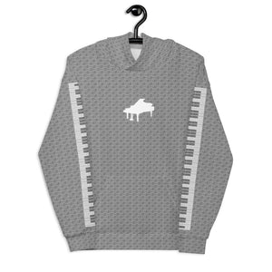 ICIH2P - Piano - Tiny Text - Grey Unisex Hoodie