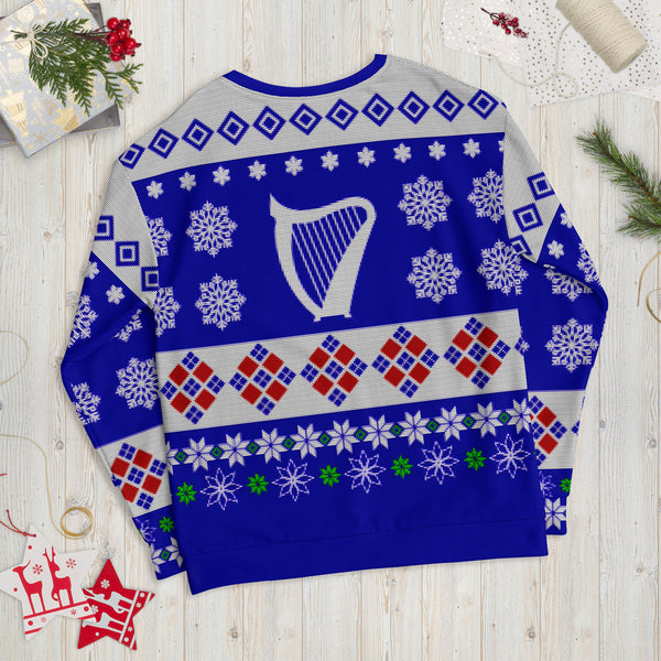 Harp! The Herald Angels Sing - Faux Ugly Christmas Sweater (Printed Sweatshirt)