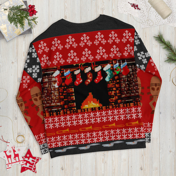 Chestnuts Roasting on an Open Fire Will's - Faux Ugly Christmas Sweater (Printed Sweatshirt)