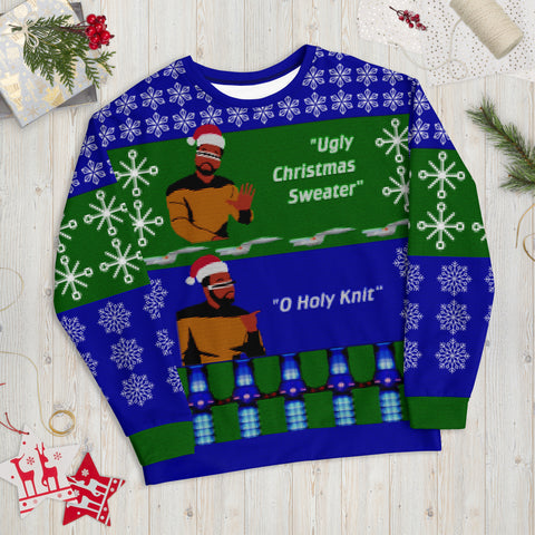 O Holy Knit - Faux Ugly Christmas Sweater (Printed Sweatshirt)