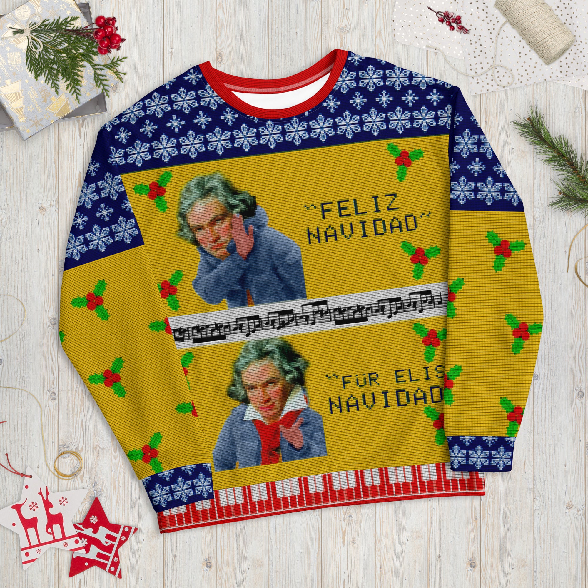 Für Elise Navidad - Faux Ugly Christmas Sweater (Printed Sweatshirt)