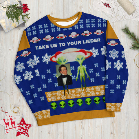 Take Us to Your Lieder - Franz Schubert - Faux Ugly Christmas Sweater (Printed Sweatshirt)