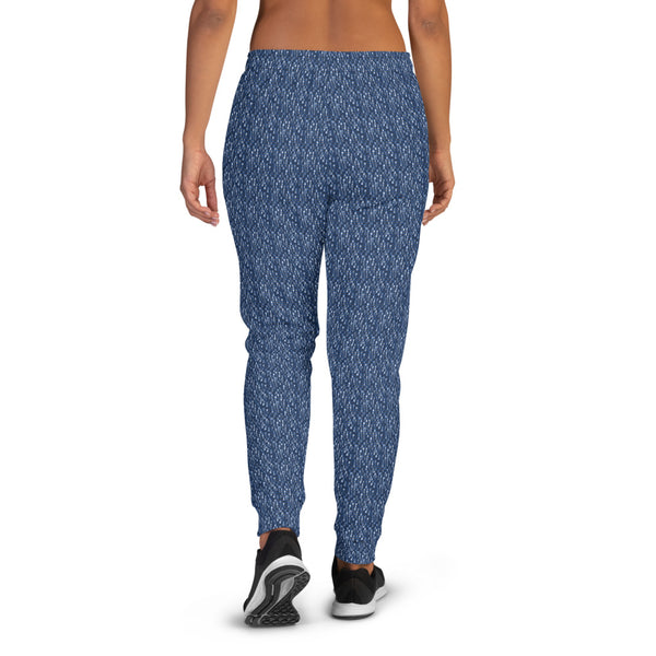 ICIH2P - Tiny Text Pattern - Women's Blue Jogger Pants