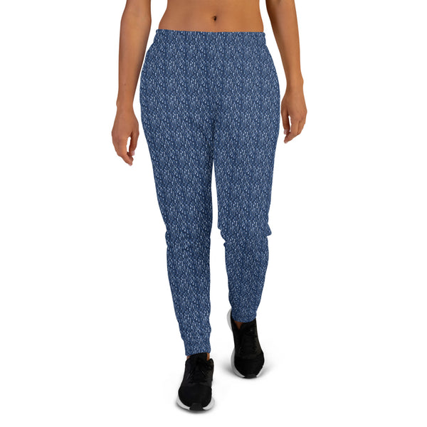 ICIH2P - Tiny Text Pattern - Women's Blue Jogger Pants