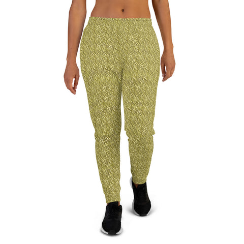 ICIH2P - Tiny Text Pattern - Women's Yellow Jogger Pants