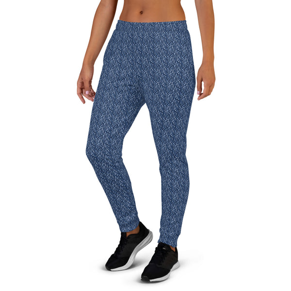 ICIH2P - Tiny Text Pattern - Women's Blue Jogger Pants