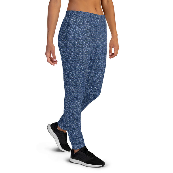 ICIH2P - Tiny Text Pattern - Women's Blue Jogger Pants