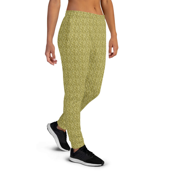 ICIH2P - Tiny Text Pattern - Women's Yellow Jogger Pants