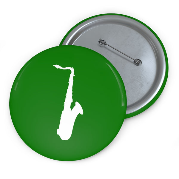 Tenor Saxophone Silhouette - Green Pin Buttons