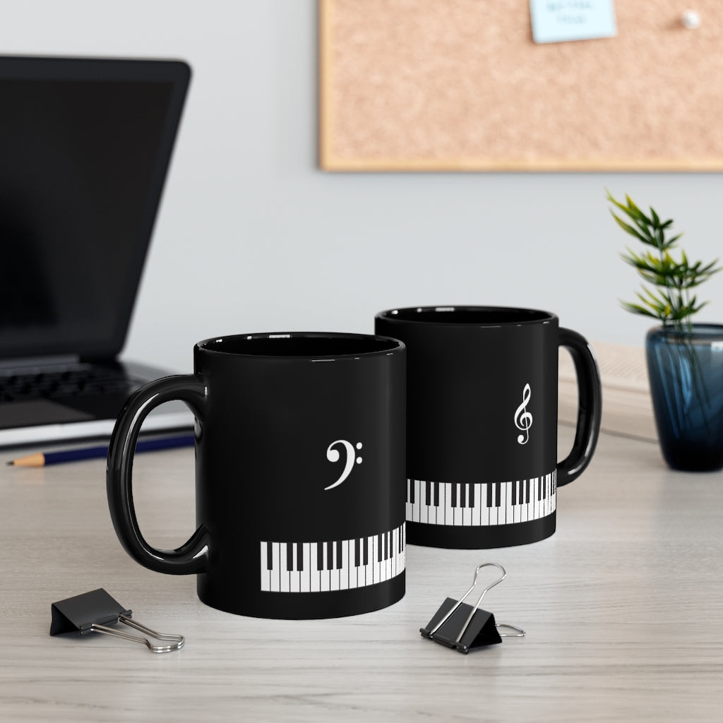 Keyboard + Clefs - Black 11oz mug