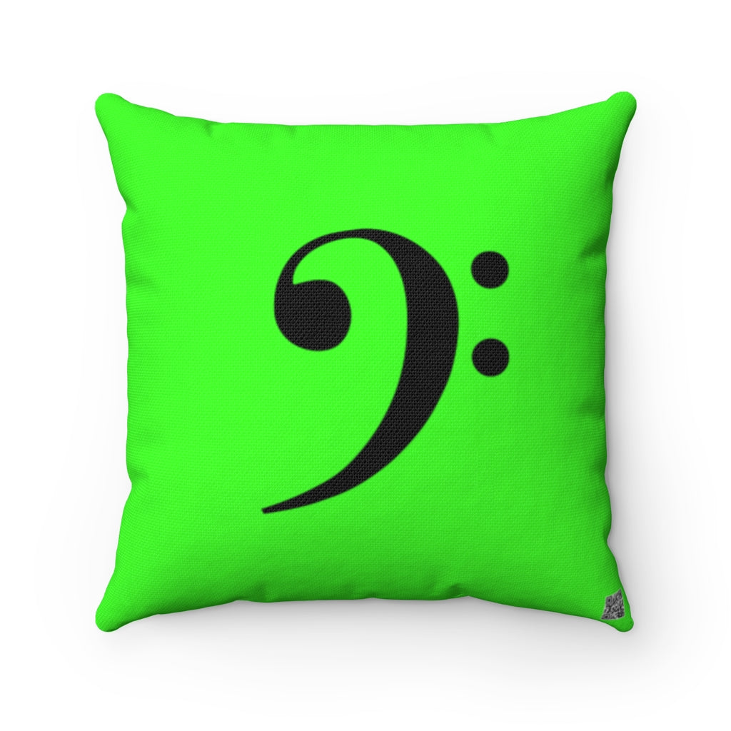 Bright Green Bass Clef Square Pillow - Silhouette