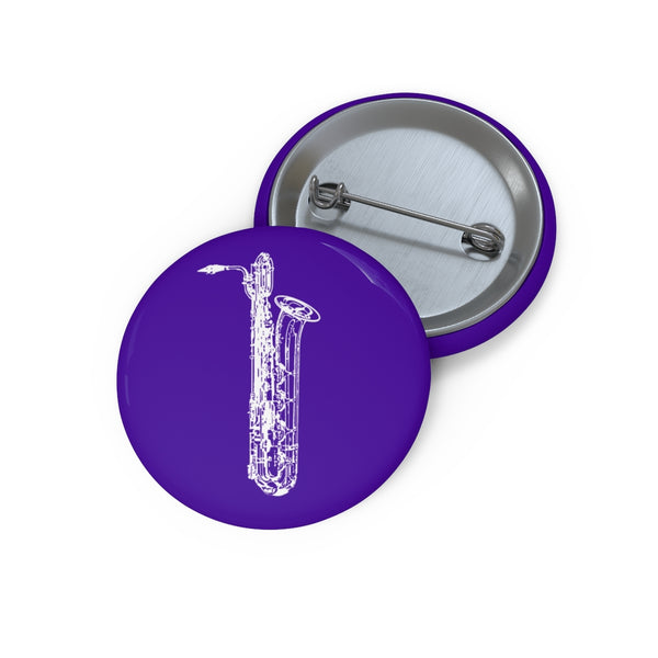 Baritone Saxophone Silhouette - Purple Pin Buttons