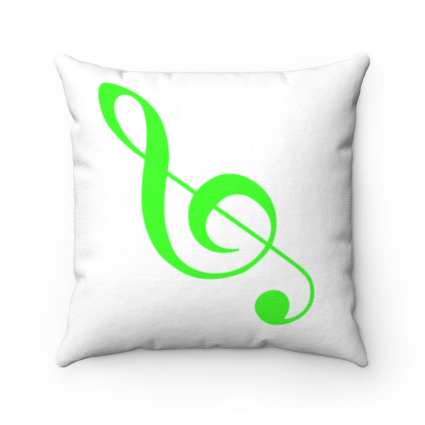 Treble Clef Square Pillow - Diagonal Bright Green Silhouette
