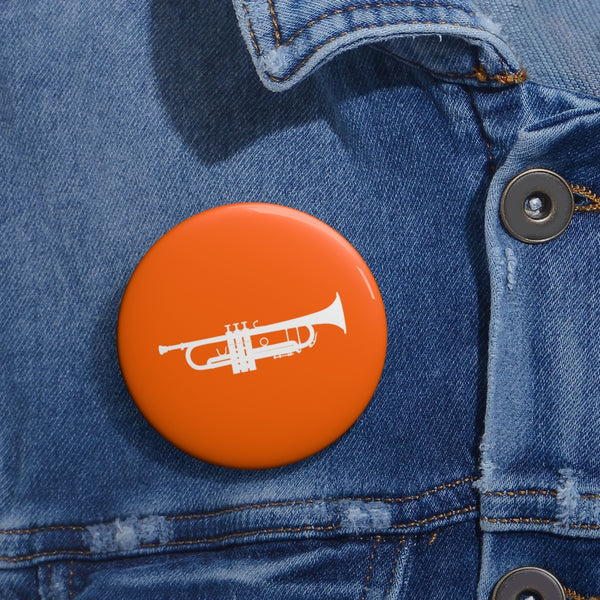 Trumpet Silhouette - Orange Pin Buttons