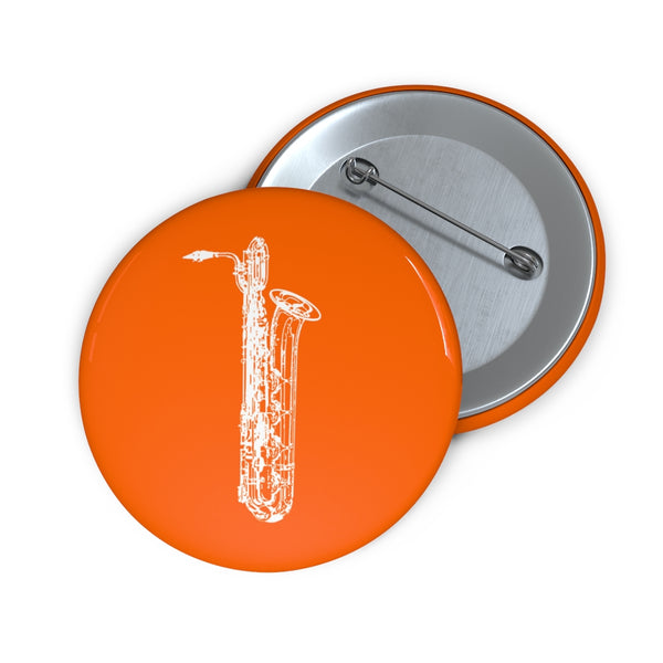 Baritone Saxophone Silhouette - Orange Pin Buttons