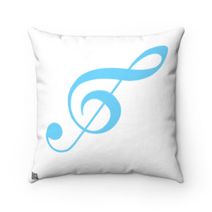 Treble Clef Square Pillow - Diagonal Aqua Silhouette