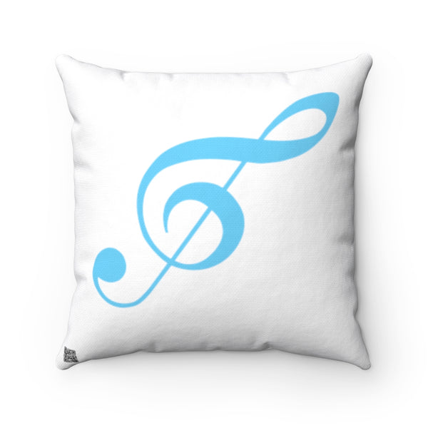 Treble Clef Square Pillow - Diagonal Aqua Silhouette