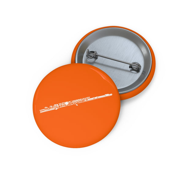 Flute Silhouette - Orange Pin Buttons