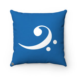 Blue Bass Clef Square Pillow - Diagonal White Silhouette