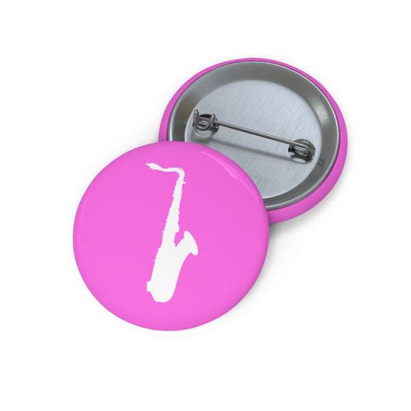 Tenor Saxophone Silhouette - Pink Pin Buttons