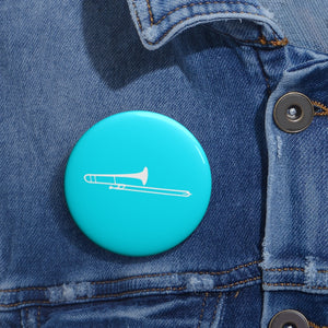 Trombone Silhouette - Cyan Pin Buttons
