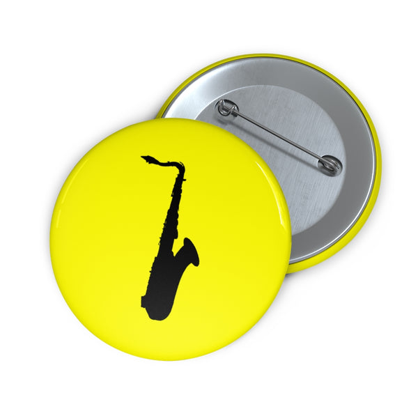 Tenor Saxophone Silhouette - Yellow Pin Buttons