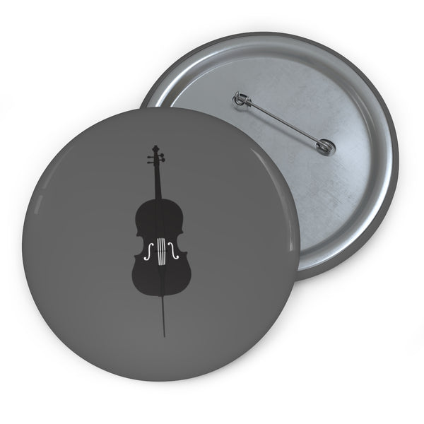 Cello Silhouette - Grey Pin Buttons