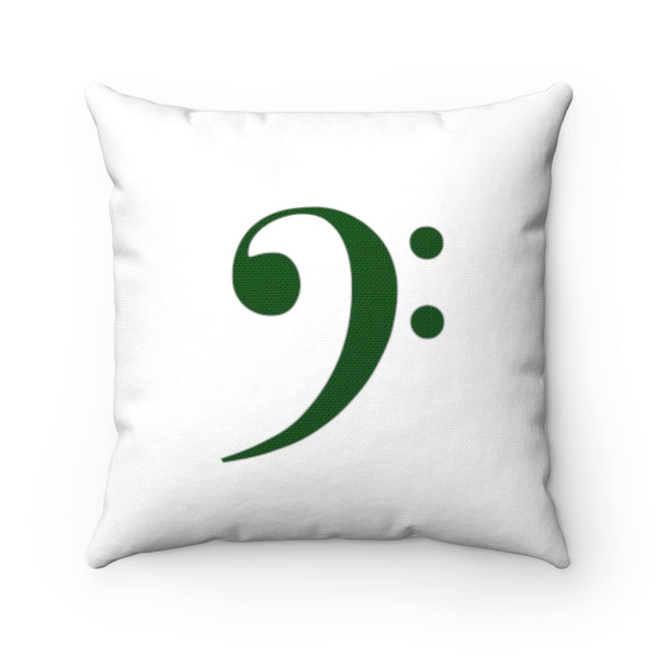 Bass Clef Square Pillow - Dark Green Silhouette