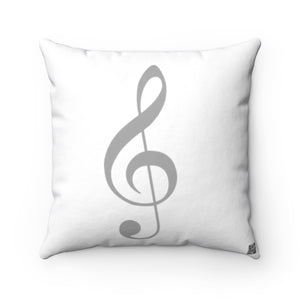 Treble Clef Square Pillow - Grey Silhouette