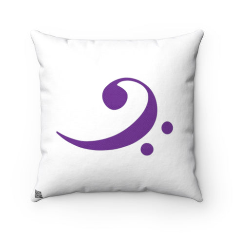 Bass Clef Square Pillow - Diagonal Purple Silhouette