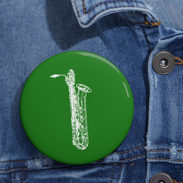 Baritone Saxophone Silhouette - Green Pin Buttons