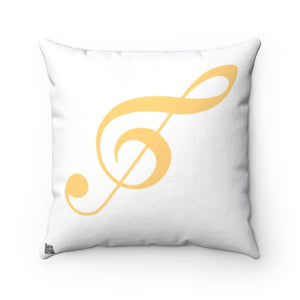 Treble Clef Square Pillow - Diagonal Muted Amber Silhouette
