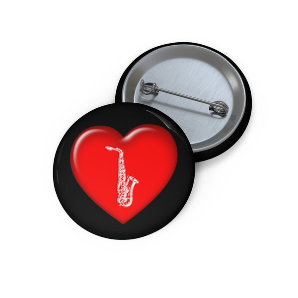 Alto Saxophone + Heart - Pin Buttons